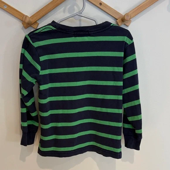 Polo Ralph Lauren Navy Blue & Kelly Green Striped Long Sleeve Tee Boys 3T Kids - Picture 5 of 6